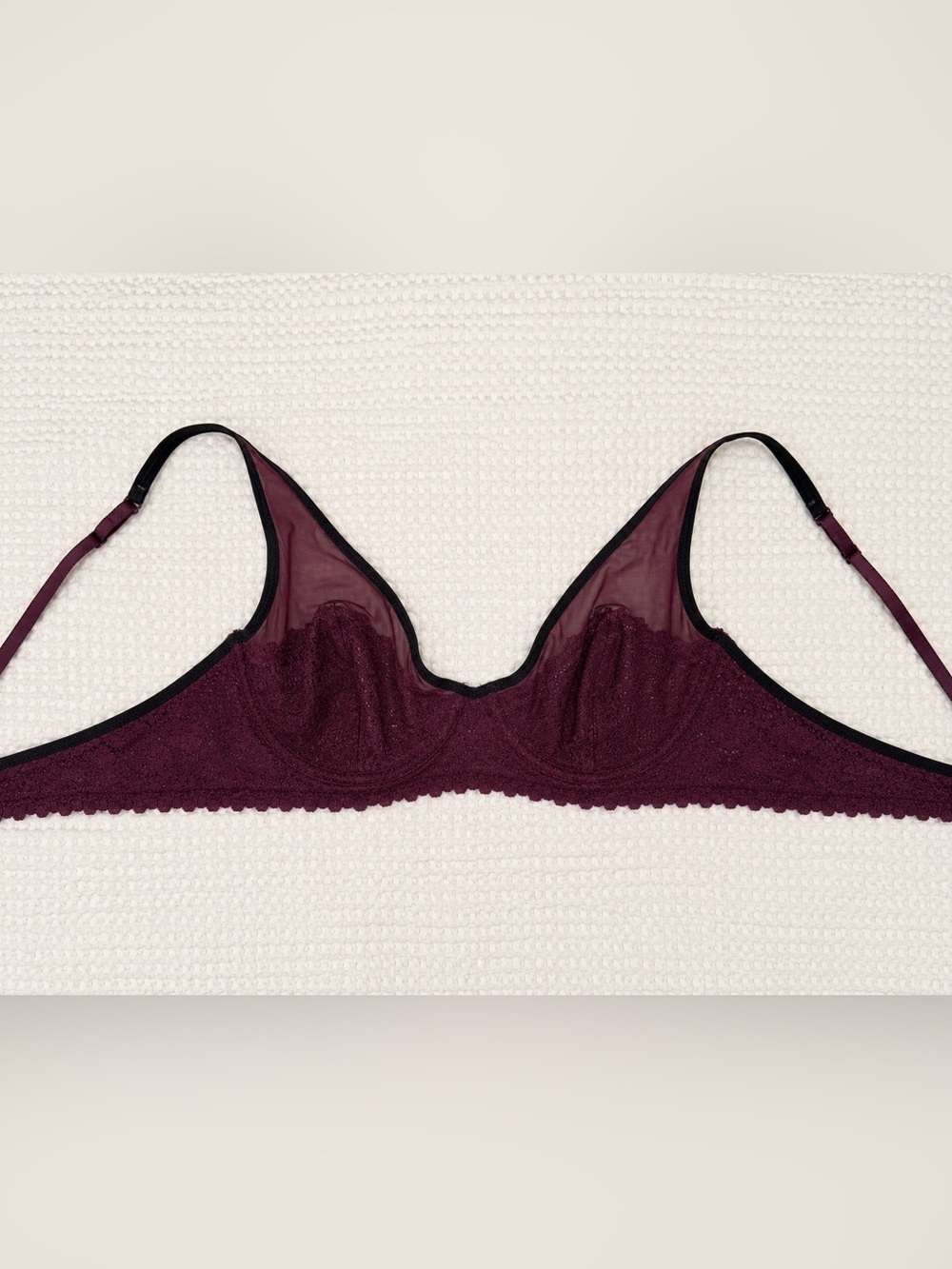 aerie Burgundy Lace & Mesh Underwire Bra